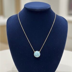 Elegant Gold Necklace with Blue Pendant Larimar